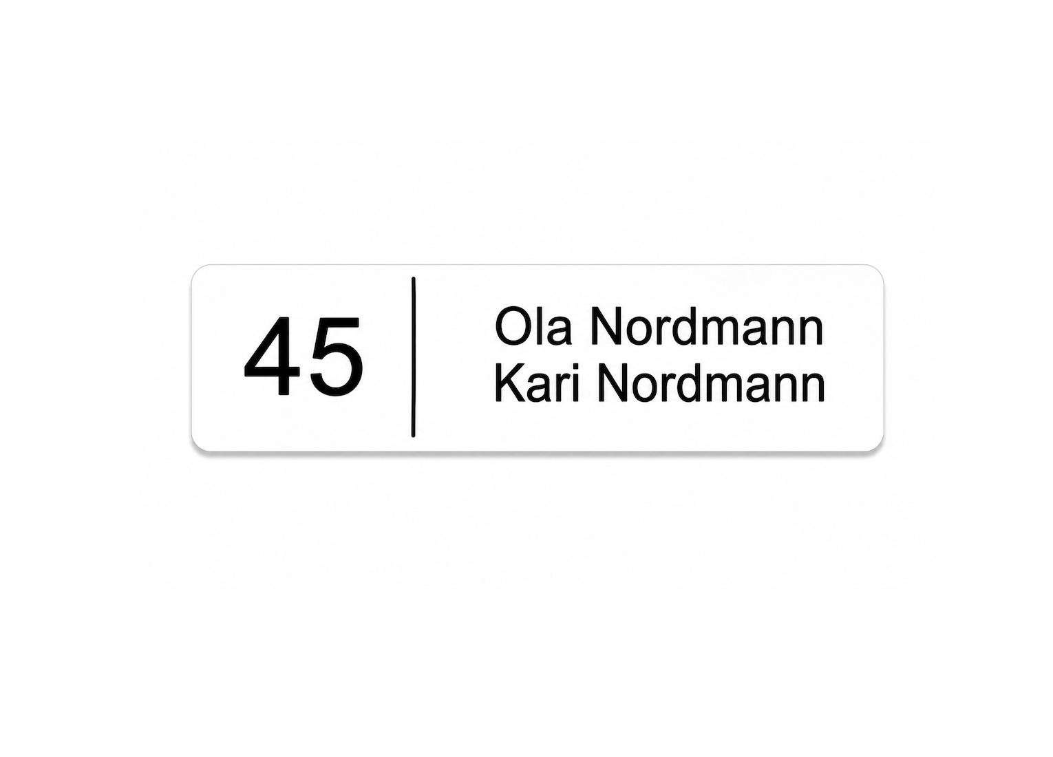 Dørskilt - Husnummer med linje